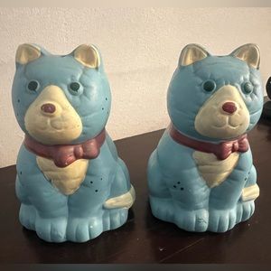 Vintage Blue Kitty Salt and Pepper Shakers